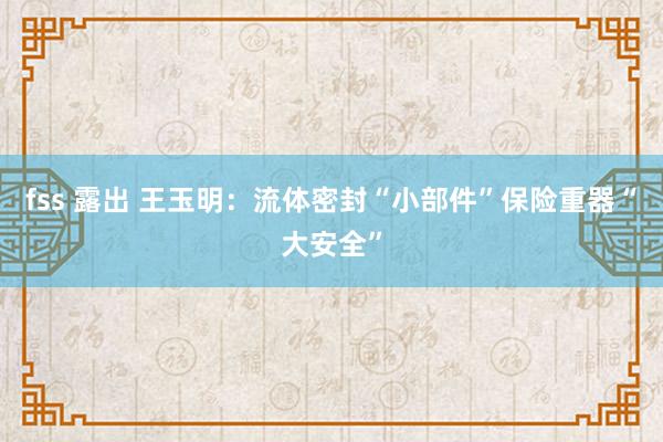 fss 露出 王玉明：流体密封“小部件”保险重器“大安全”