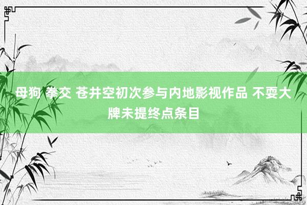 母狗 拳交 苍井空初次参与内地影视作品 不耍大牌未提终点条目