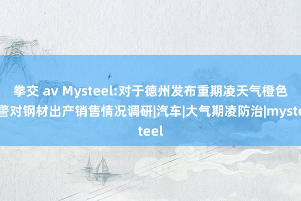 拳交 av Mysteel:对于德州发布重期凌天气橙色预警对钢材出产销售情况调研|汽车|大气期凌防治|mysteel